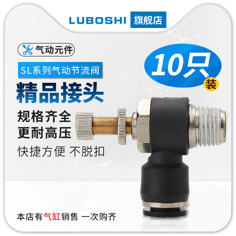 黑色调速节流阀SL8-01/8-02/8-03/10-03气管快插气缸排气节流接头