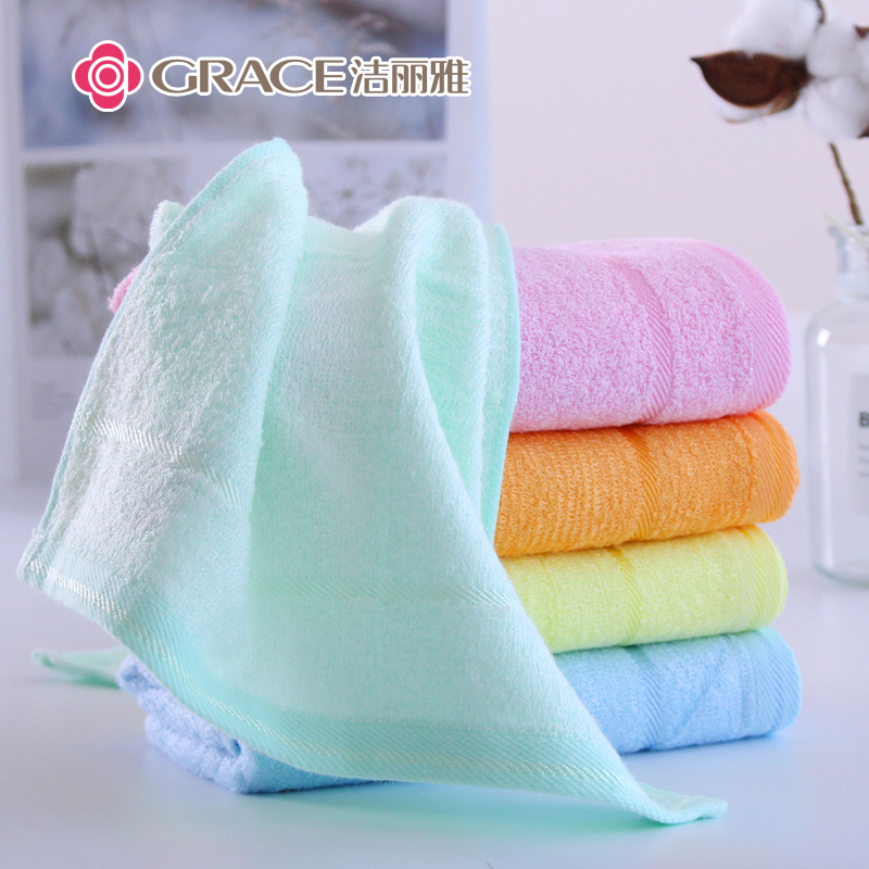 Jie Liya children's bamboo fiber small towel soft absorbent delicate wash face household baby special rectangle