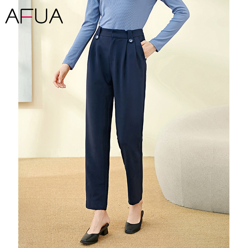 AFUA high waist casual Western pants woman 2022 new spring and autumn straight cylinder loose professional temperament Western clothing pituitary pants
