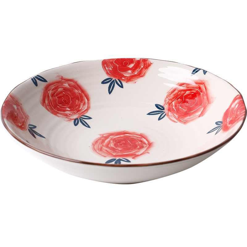 Nordic household ceramics tableware cup dish meal bowl of soup bowl of salad bowl dessert plate series tableware roses