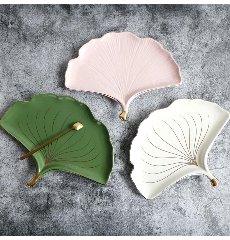 Up Phnom penh, ginkgo biloba ceramic snack dish plate to receive dish household example room soft adornment ornament furnishing articles