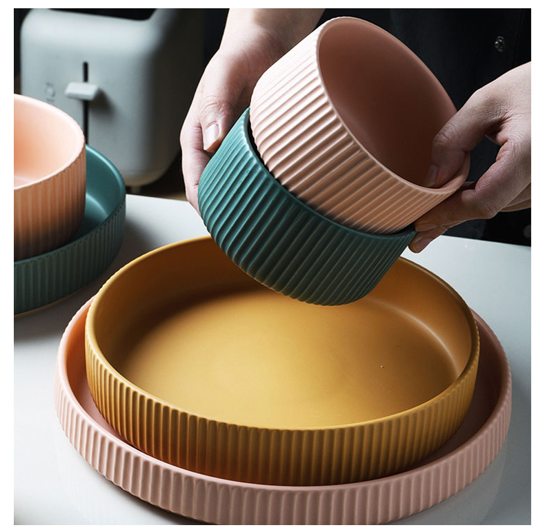 Nordic candy dishes household matte enrolled porcelain bowl of noodles in soup bowl large soup bowl microwave food deep food baking pan