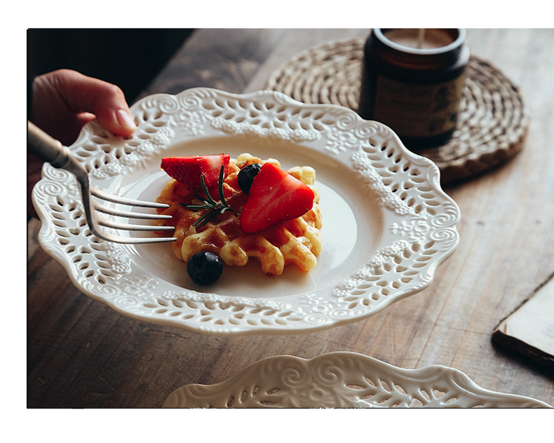 American court relief hollow ceramic disc milk white dessert snacks dessert plate plate of fruit