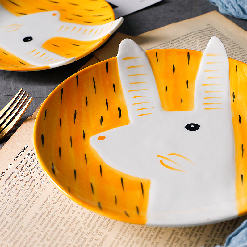 Northern wind cartoon children baby animals eat dish of household ceramic plate breakfast tray was dessert dish dish dish