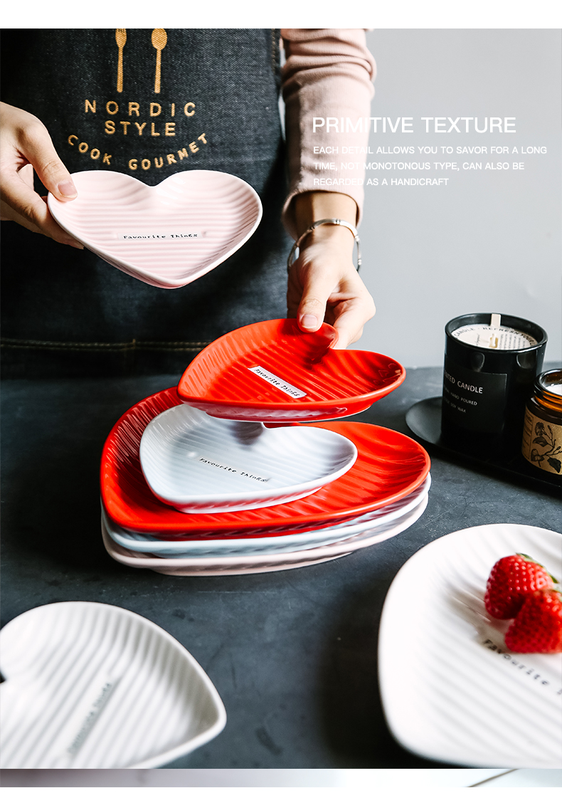 Ins web celebrity creative ceramic plate is irregular household dish vegetable salad breakfast tray was love cake pan