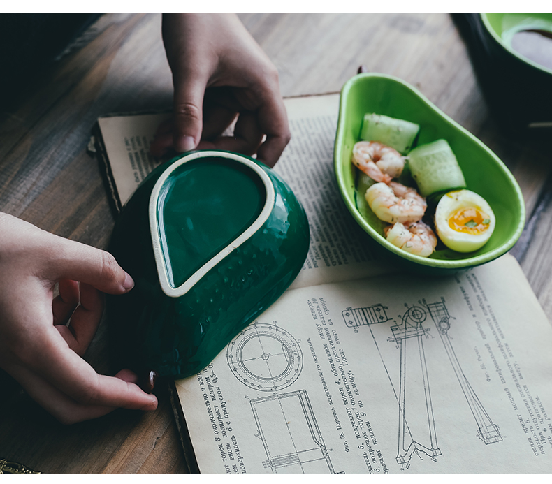 The Nordic idea but avocado ceramic bowl of fruit salad bowl snack plate children eat dessert bowl bowl web celebrity tableware
