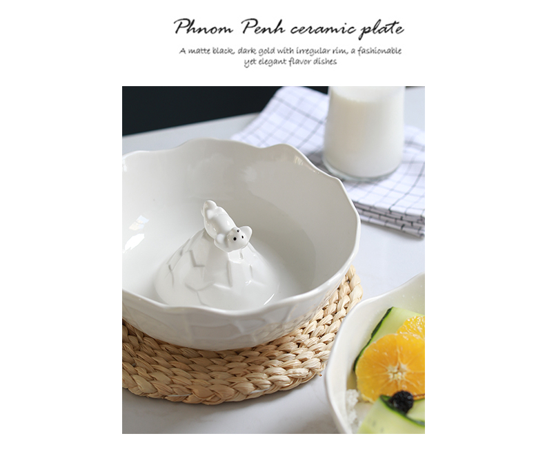 Northern wind polar bear ceramic fruit sweet dessert salad bowl creative three - dimensional animal snacks soup bowl