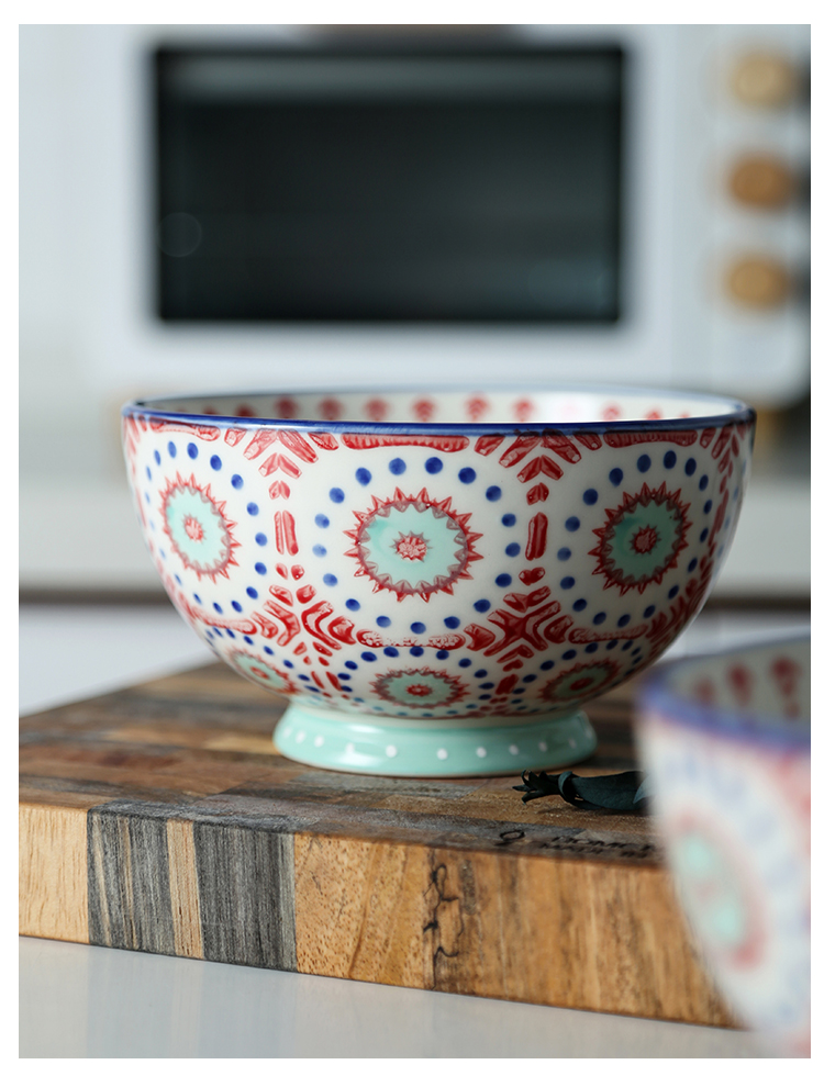 Simple hand - made under glaze color restoring ancient ways Japanese ceramics large ltd. household creative rainbow such as bowl bowl of soup bowl move