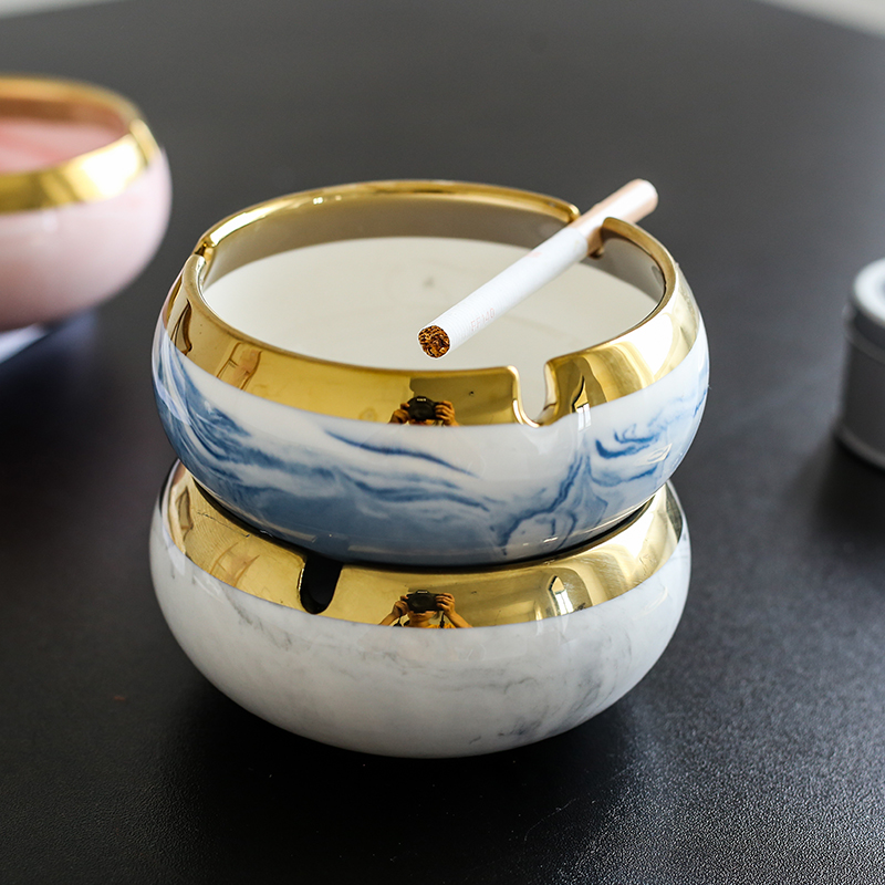 The ashtray home sitting room is contracted fashion ceramic white marble Nordic character wind large ashtray
