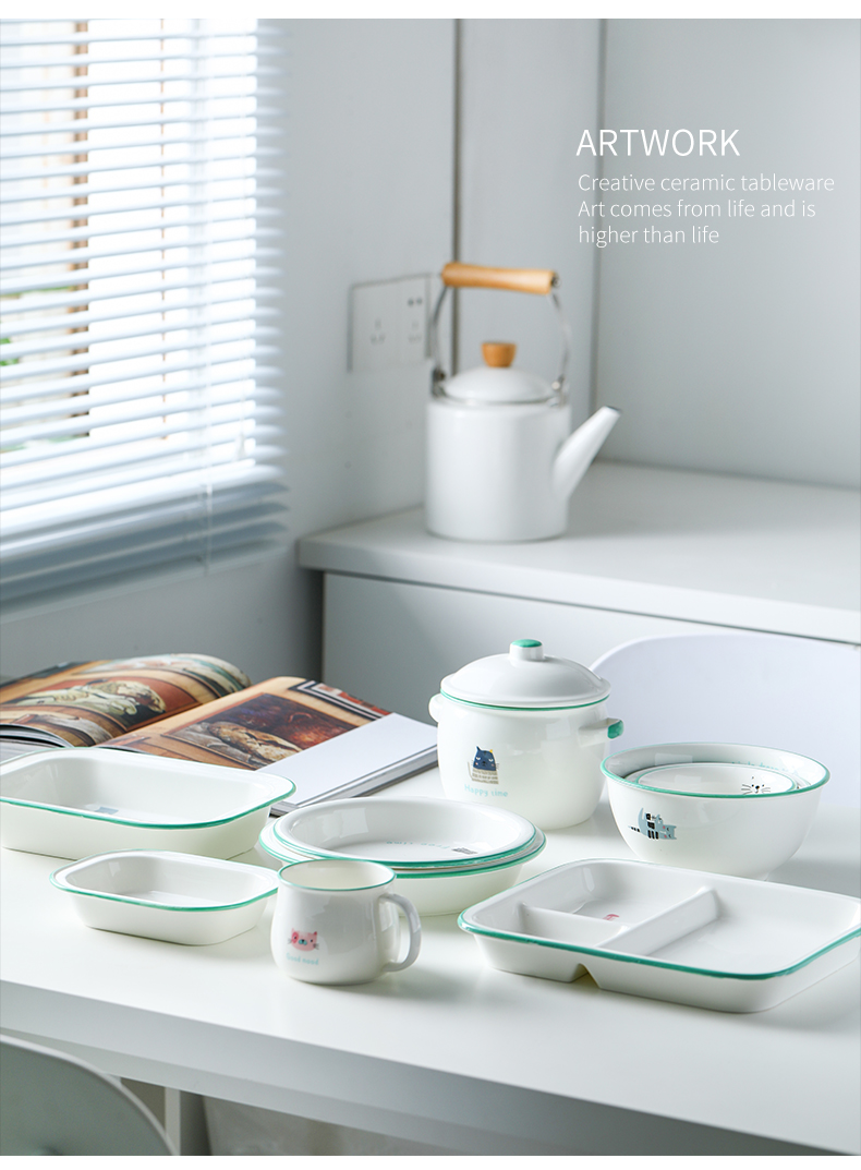 Japanese style restoring ancient ways of imitation enamel to use glass ceramic plate with rainbow such as bowl soup bowl plate