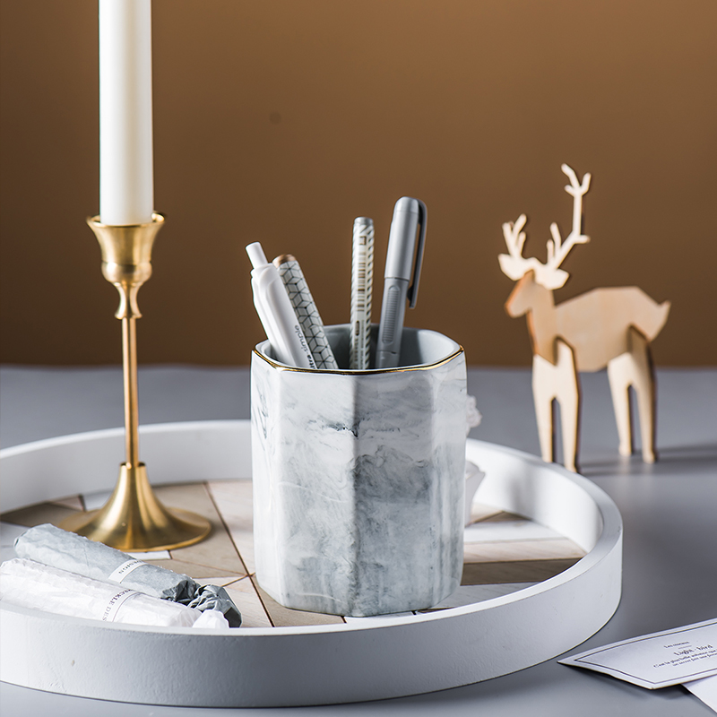 Northern wind ins marble eight border up phnom penh ceramic cup brush pot place other people receive cylinder tank water cup home furnishing articles