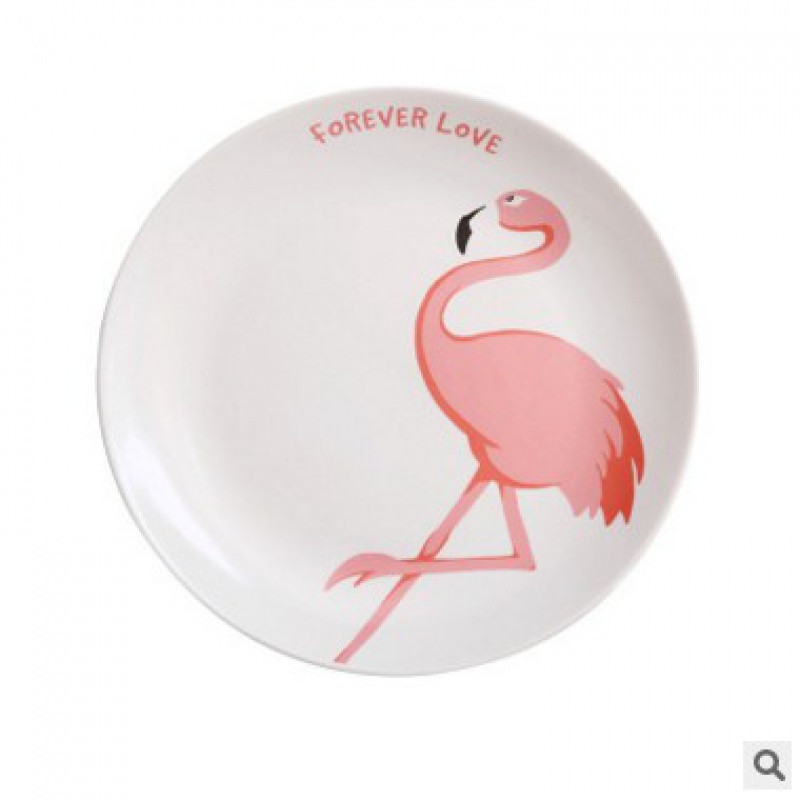 Flamingos creative ceramics tableware suit steak dinner plate plate glass rice bowls ears for FanPan roasted bowl