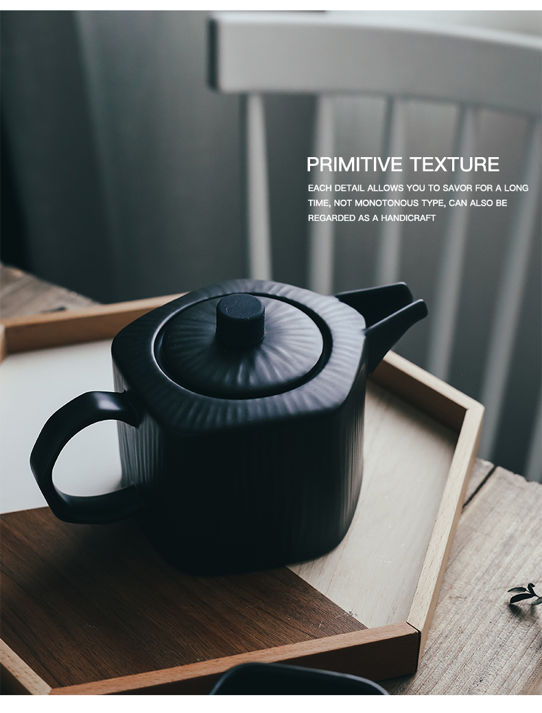 Matte enrolled ceramic teapot Nordic tea cups and saucers household utensils kettle flower coffee pot, kettle large capacity