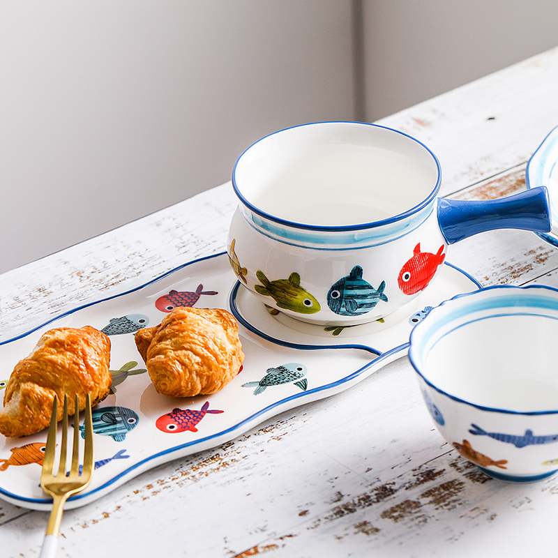 Northern wind ins ceramic tableware household steak Japanese discus fish eat bowl bowl dish dish dish dish fish dish