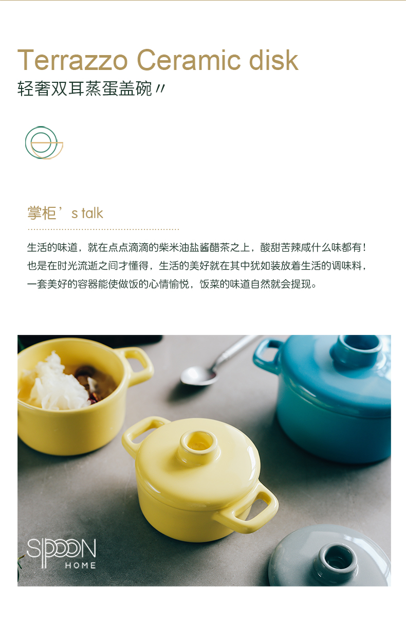 Northern wind INS ceramic water stew ears with cover cup steamed egg cup stewed bird 's nest soup kitchen household dish bowl of stew