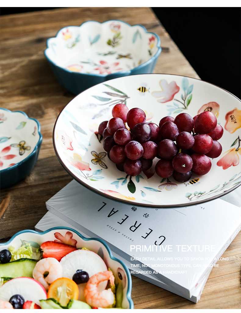 Ceramic Japanese cherry small bowl individual household creative move, lovely super of fruit salad bowl dishes