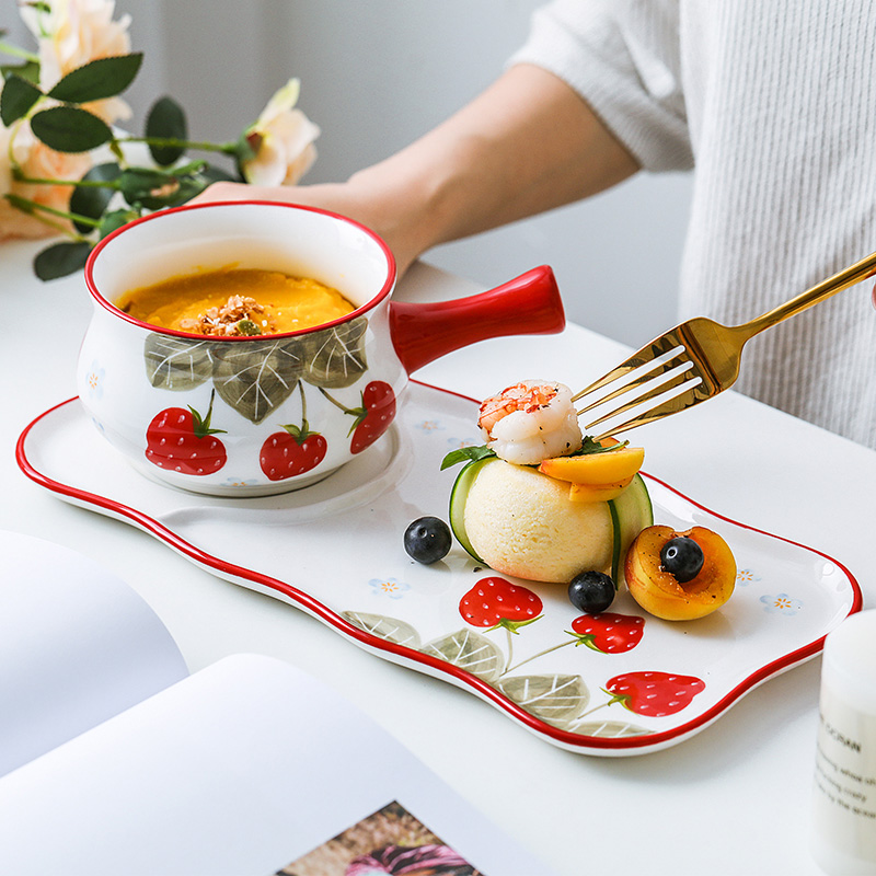 Li feng town household strawberry dishes suit ceramic tableware soup bowl salad bowl bowl dish suits for