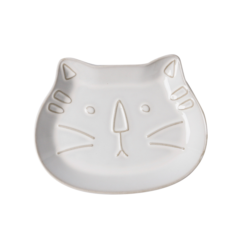 Japanese cartoon both white glaze ceramic tableware of creative move cat relief job web celebrity home dish dish fish dish