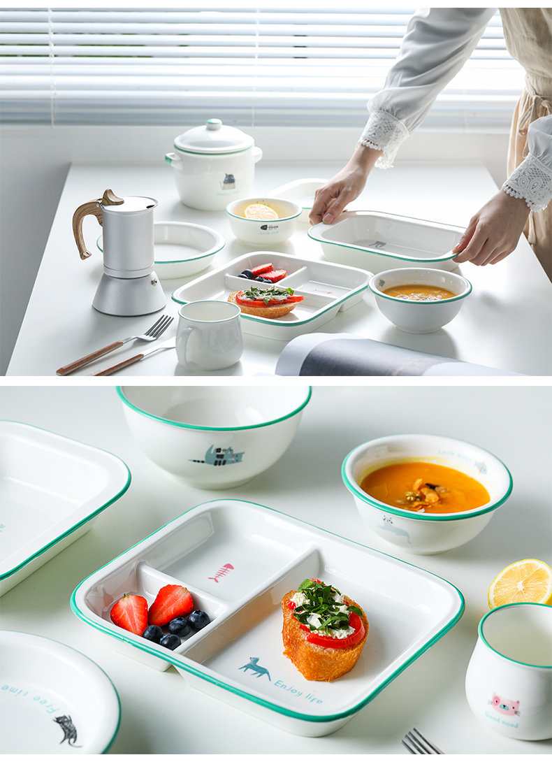 Japanese style restoring ancient ways of imitation enamel to use glass ceramic plate with rainbow such as bowl soup bowl plate