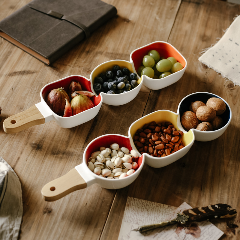 Northern wind household fruit snacks ceramic bowl bowl glaze color creative use points style salad bowl with the bowl