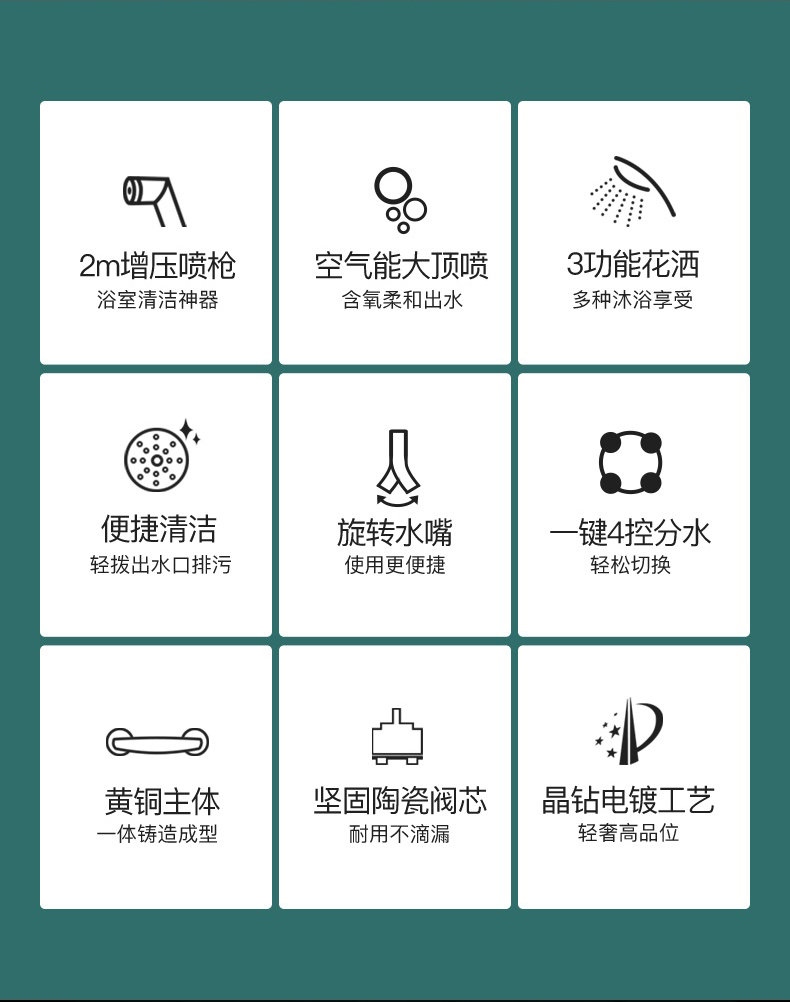 华帝卫浴 四功能淋浴花洒套装 图1