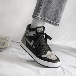 2022 new ins sports shoes men's Korean style high top shoes versatile shoes autumn casual trendy shadow gray