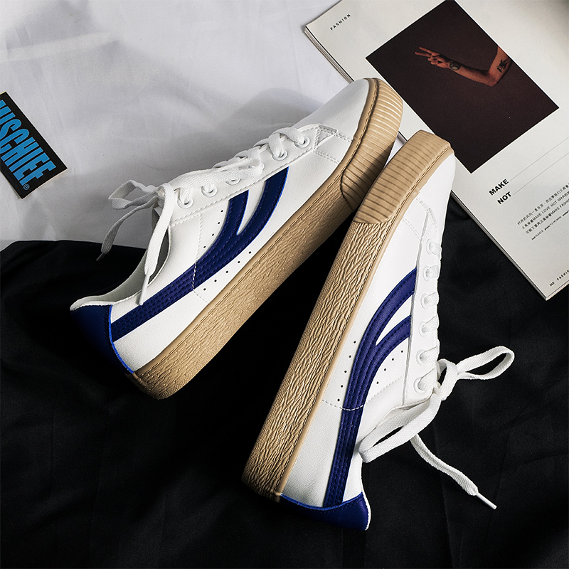 Spring new breathable leather white shoes men's all-match trendy shoes Korean version ins couples men's white shoes flat shoes