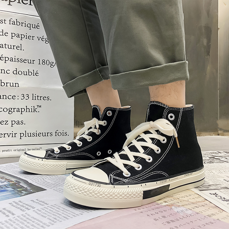 Tall canvas shoes men's 2022 spring ins tide shoes Korean version of ulzzang students all-match high Bang board shoes Harajuku style