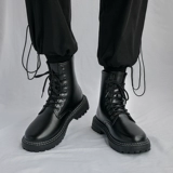 Martens, утепленные удерживающие тепло трендовые универсальные высокие сапоги для черной кожи, туфли в английском стиле, в британском стиле