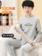 Boys' Thermal Underwear Set for Winter, Suitable for Middle and High School Students, Teenagers, and Older Children, with Fleece Lining and Thickened Autumn Clothes and Pants