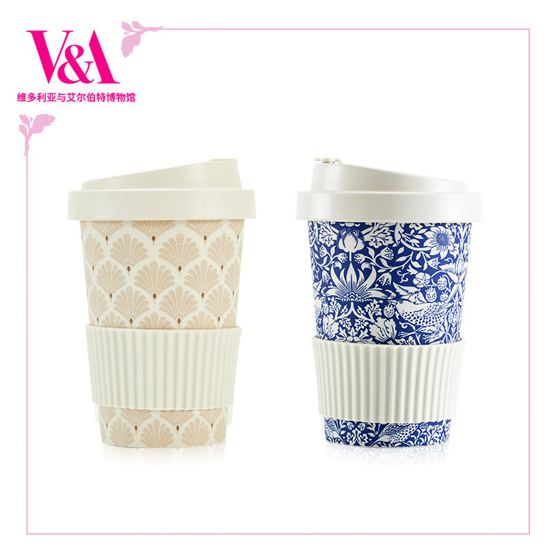 VA Museum accompanies coffee cup Strawberry thief natural corn material degrades environmental protection and hot portable water cup