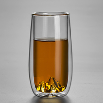 Transparent heat-resistant double-layer insulation glass tea cup green flower tea cup Coffee drinking water cup men and women office and household