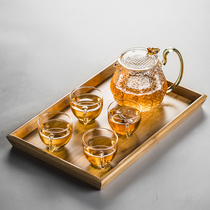 Afternoon tea glass cooking teapot high temperature thick electric pottery stove single pot small green orange red camellia tea teapot set