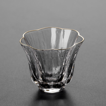Renxin crystal teacup Master cup Single cup Tea cup Water cup Wine cup thickened glass Kung Fu tea cup Gold drawing