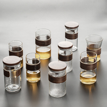 Japanese-style glass Office filter with lid Heat insulation and anti-scalding tea cup Household crescent tooth large capacity glass