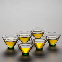 Small teacup heat-resistant glass small cup 6 packs Kung Fu tea cup bucket hat Tea master cup Japanese small household