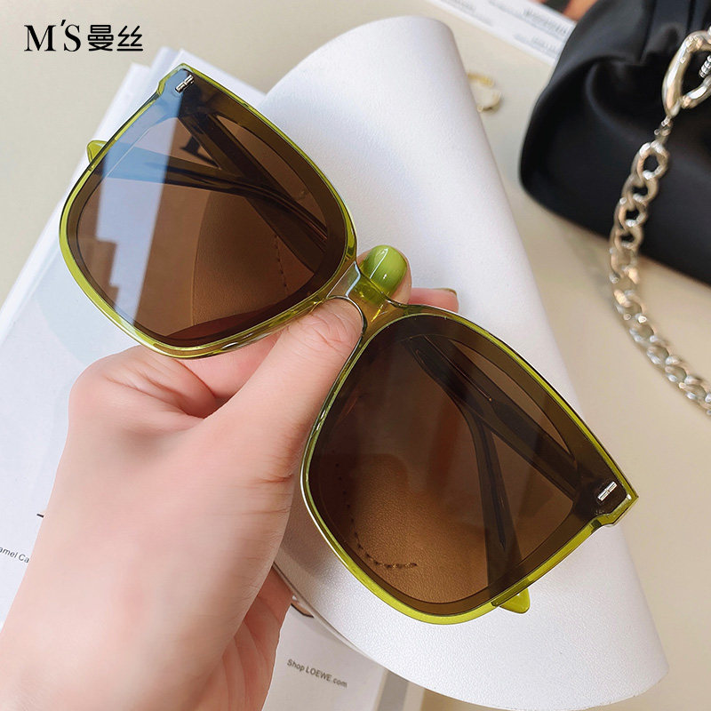 gm green frame sunglasses 2021 new trendy big frame net red sunglasses female face small anti-ultraviolet driving sunscreen
