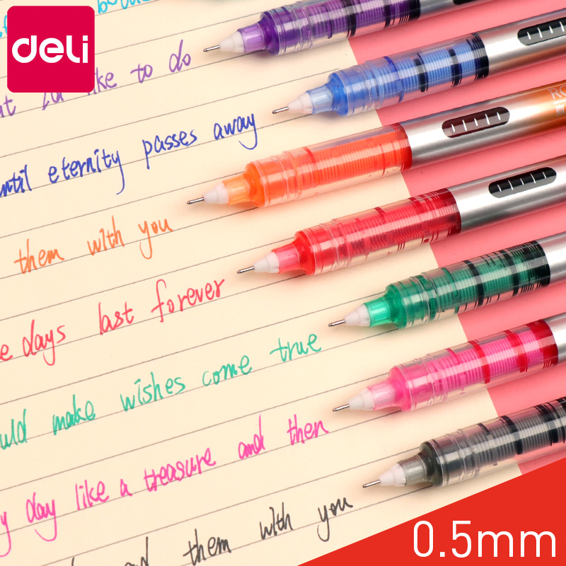 Able Straight Liquid Type Water-based Ballpoint Pen Quick Dry Students With Black Red Blue Green Purple Water Pen Straight Flow Suit Made Notes Special Hand Ledger Hand Ledger In Sex Pen Needle Tube Type Cute Sign