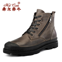Thickened Warm Plus Suede Surge Boots Genuine Leather High Helps Mens Shoes Martin Boots Mens Anti-Slip Fighting Boots Big Code Cotton Shoes Man