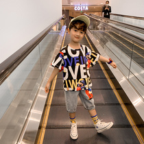 Boys summer suit 2021 new small children handsome short sleeve baby two-piece Childrens foreign style Tide brand summer