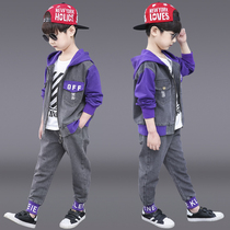  Boys spring and autumn suit 2021 new childrens spring childrens clothing boys denim three-piece Western style casual tide suit