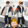 Boys velvet jacket winter clothes Large children thickened medium and long version of the windbreaker Children's autumn and winter Parker clothes cotton clothes tide men