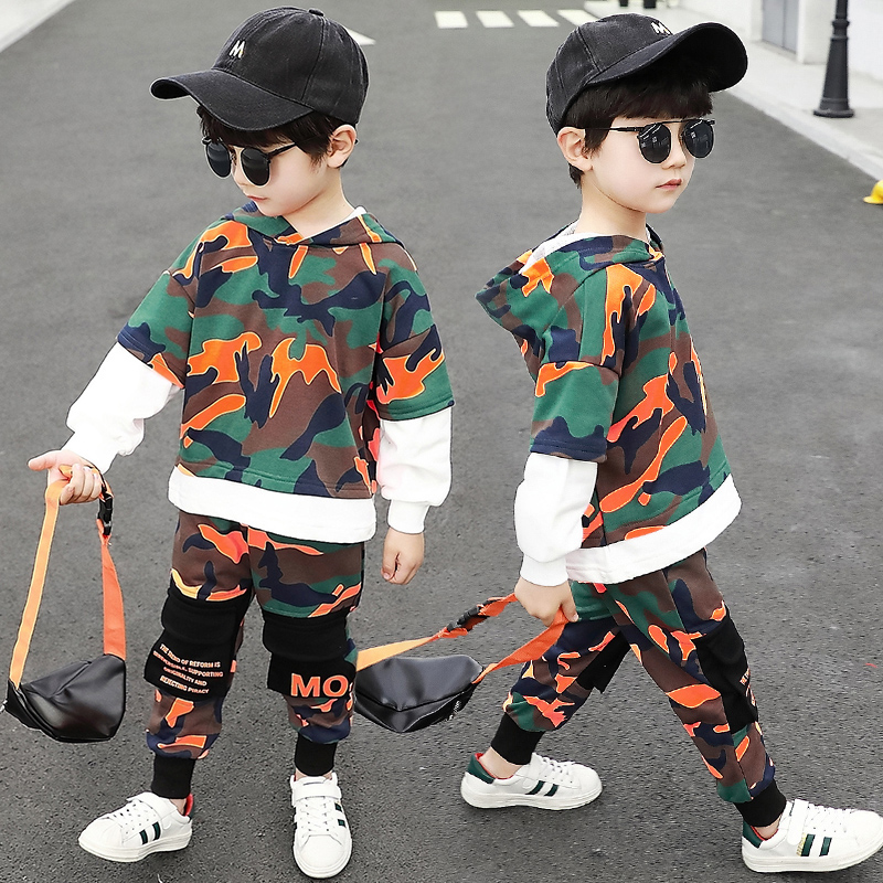Set trai mùa xuân 2020 vừa trẻ em Hàn Quốc phiên bản nam Thể thao Ngụy trang Guard hai mảnh Tide Suit Quần áo trẻ em cho trẻ em