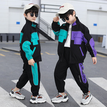 Childrens clothing boys spring suit 2021 new middle and big boy handsome tooling spring and autumn boys Korean sports tide