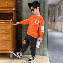 Boys spring suit 2021 new middle and large childrens foreign style spring and autumn clothes children Sports Leisure set tide