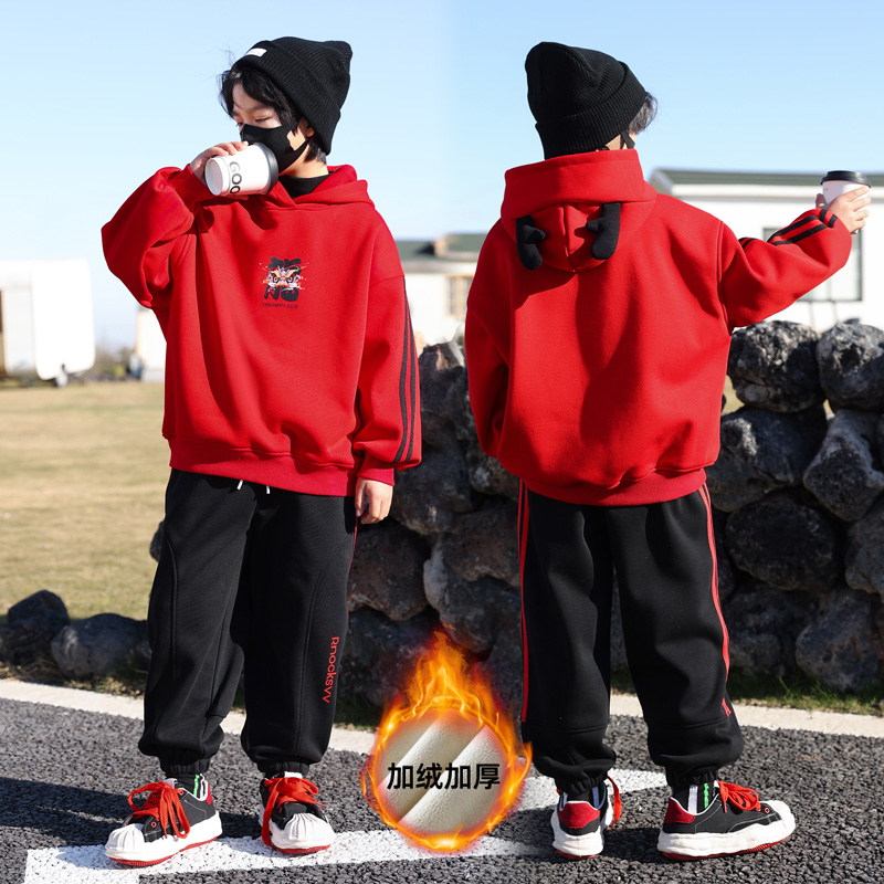 Children's clothes boys winter clothing red suits 2024 new CUHK children winter plus suede Year of the year Bayern year-of-year uniforms-Taobao