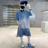 Детская летняя одежда, летний тонкий комплект для мальчиков, подходит для подростков, короткий рукав