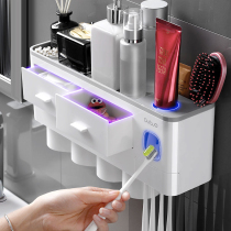 Toothbrush rack wall-mounted non-perforated toilet Net red mouthwash Cup wall-hanging toothpaste cylinder tooth holder set