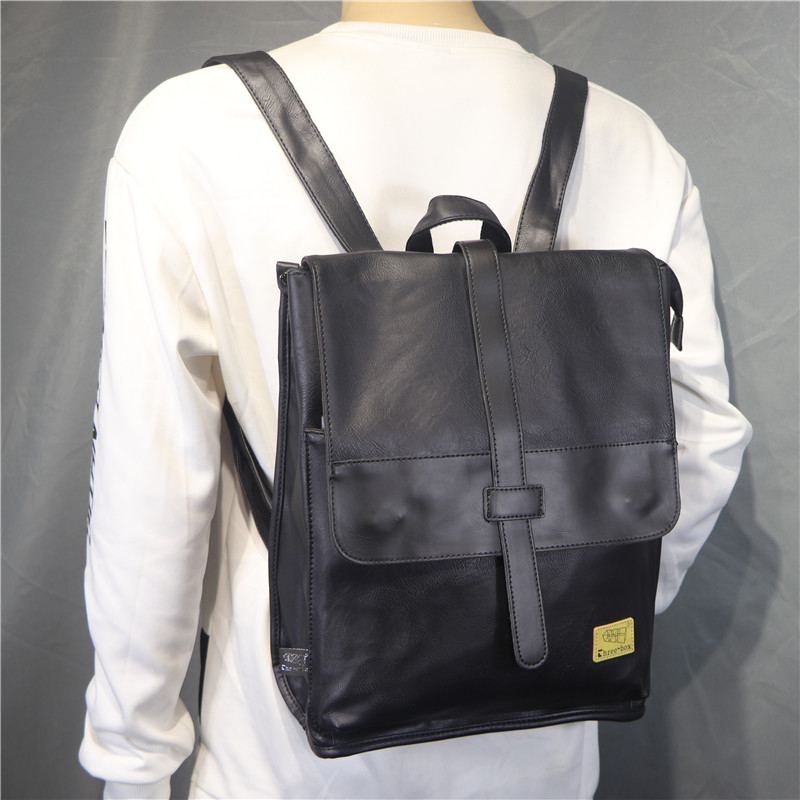 Hong Kong IT Tide Leather Men Shoulder Backpack Outdoor Travel Backpack Business Computer Bag Buffalo Student Bag