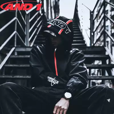 AND1 sports coat men 2021 new spring leisure street trend woven coat hooded top men